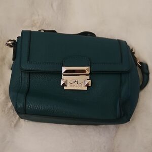 Jessica Moore Teal Pebbled Leather Crossbody Bag